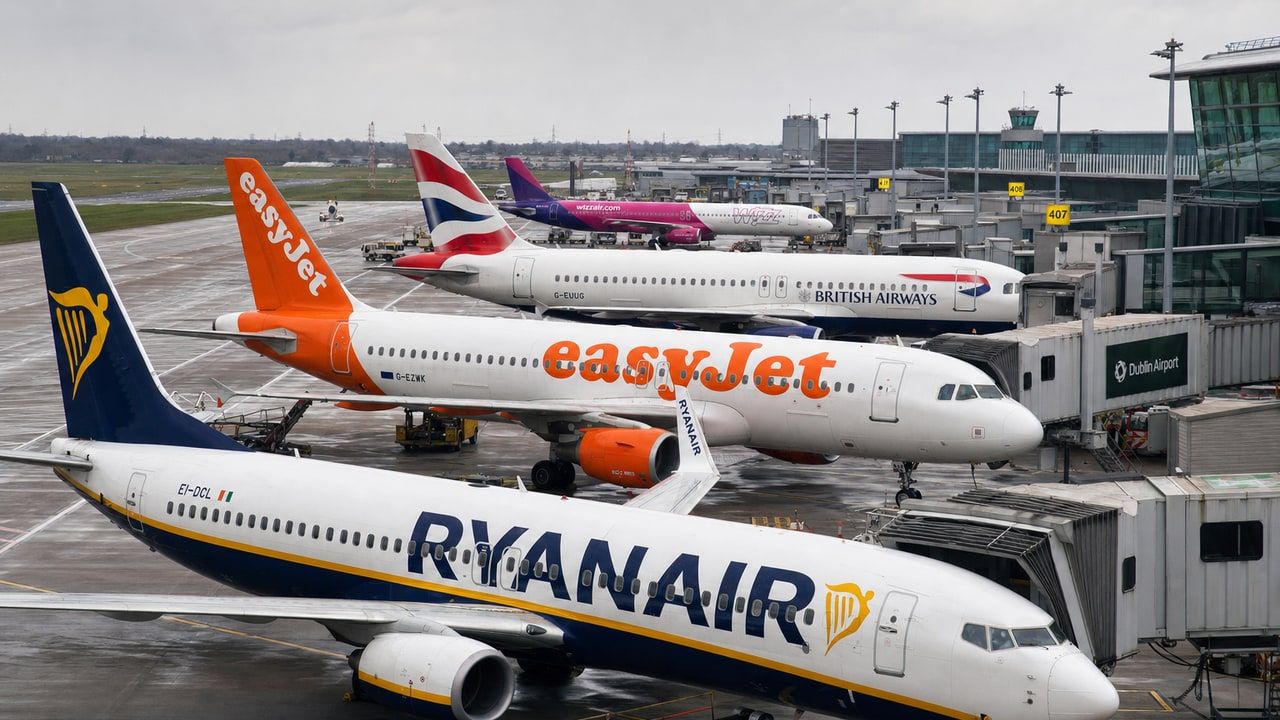 Parked airplanes on the tarmac during an airline strike disruption